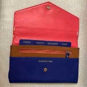 Elegant Blue and Brown Travel Wallet